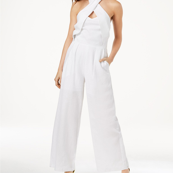 all white halter jumpsuit